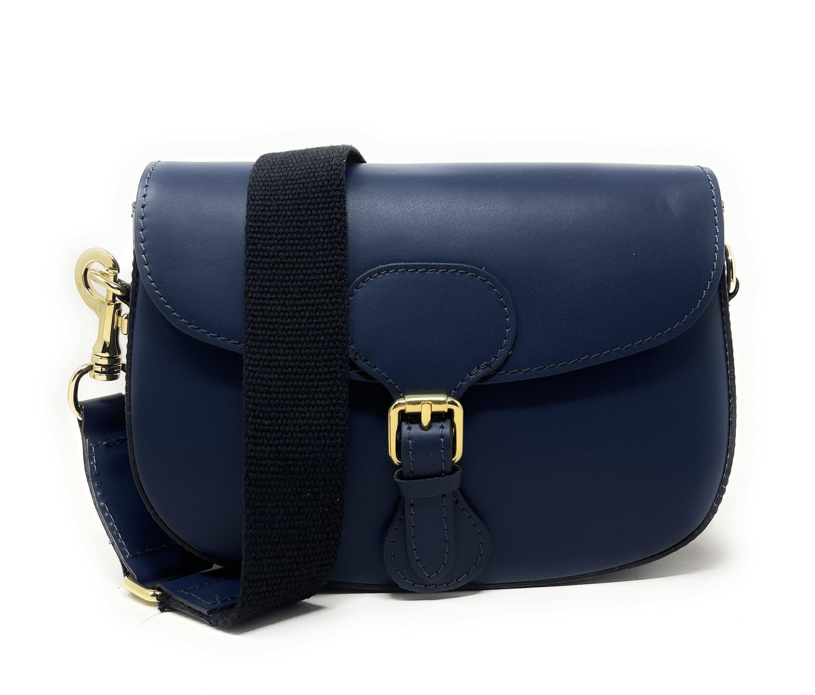 Sac trotteur à bandoulière en cuir lisse MADDY Bleu marine