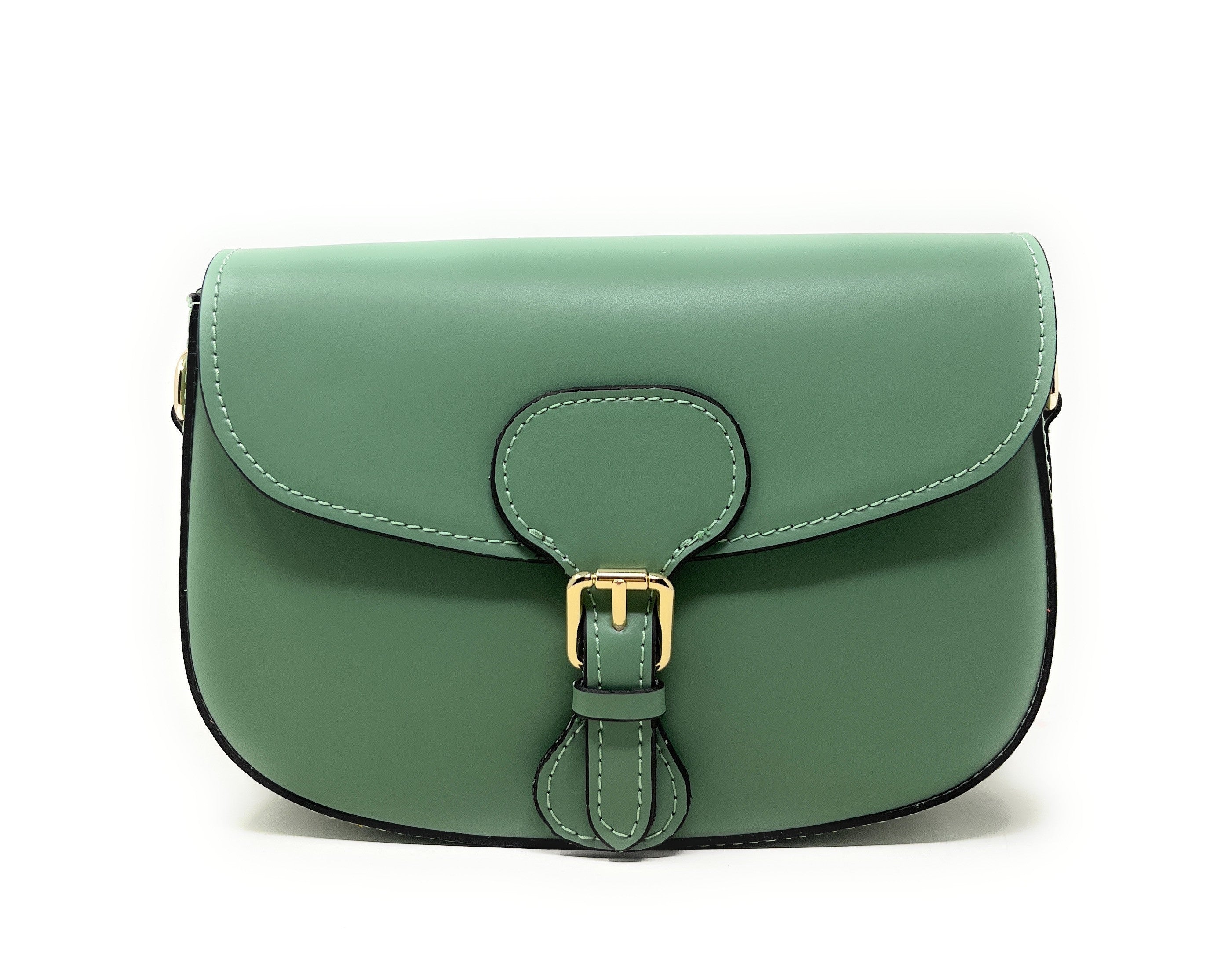 Sac trotteur à bandoulière en cuir lisse MADDY Vert pastel