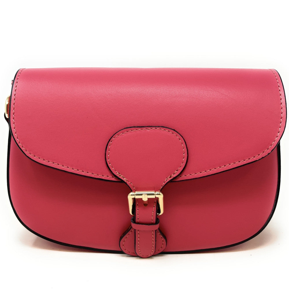 Sac trotteur à bandoulière en cuir lisse MADDY Rose corail