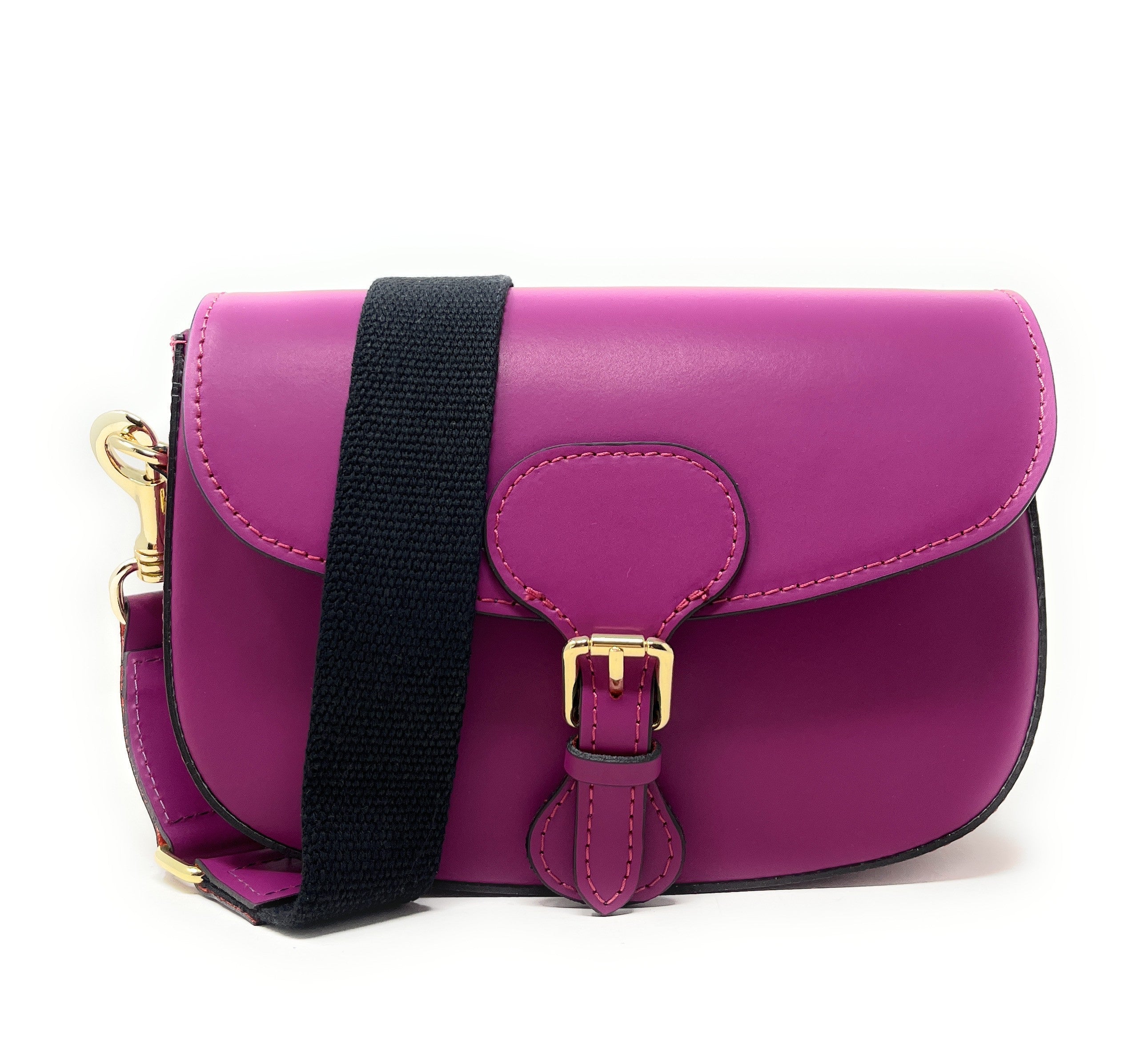 Sac trotteur à bandoulière en cuir lisse MADDY Prune