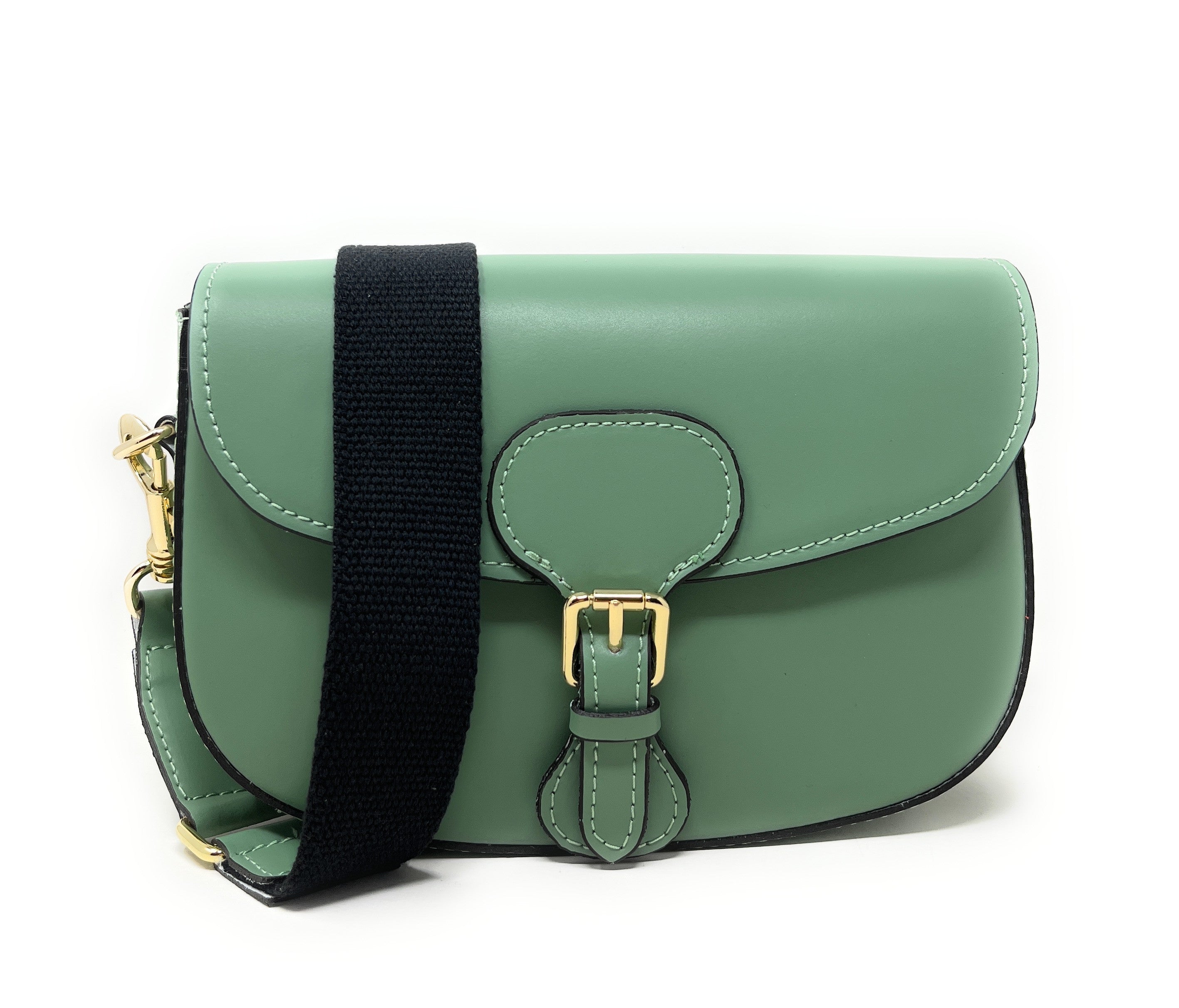 Sac trotteur à bandoulière en cuir lisse MADDY Vert pastel