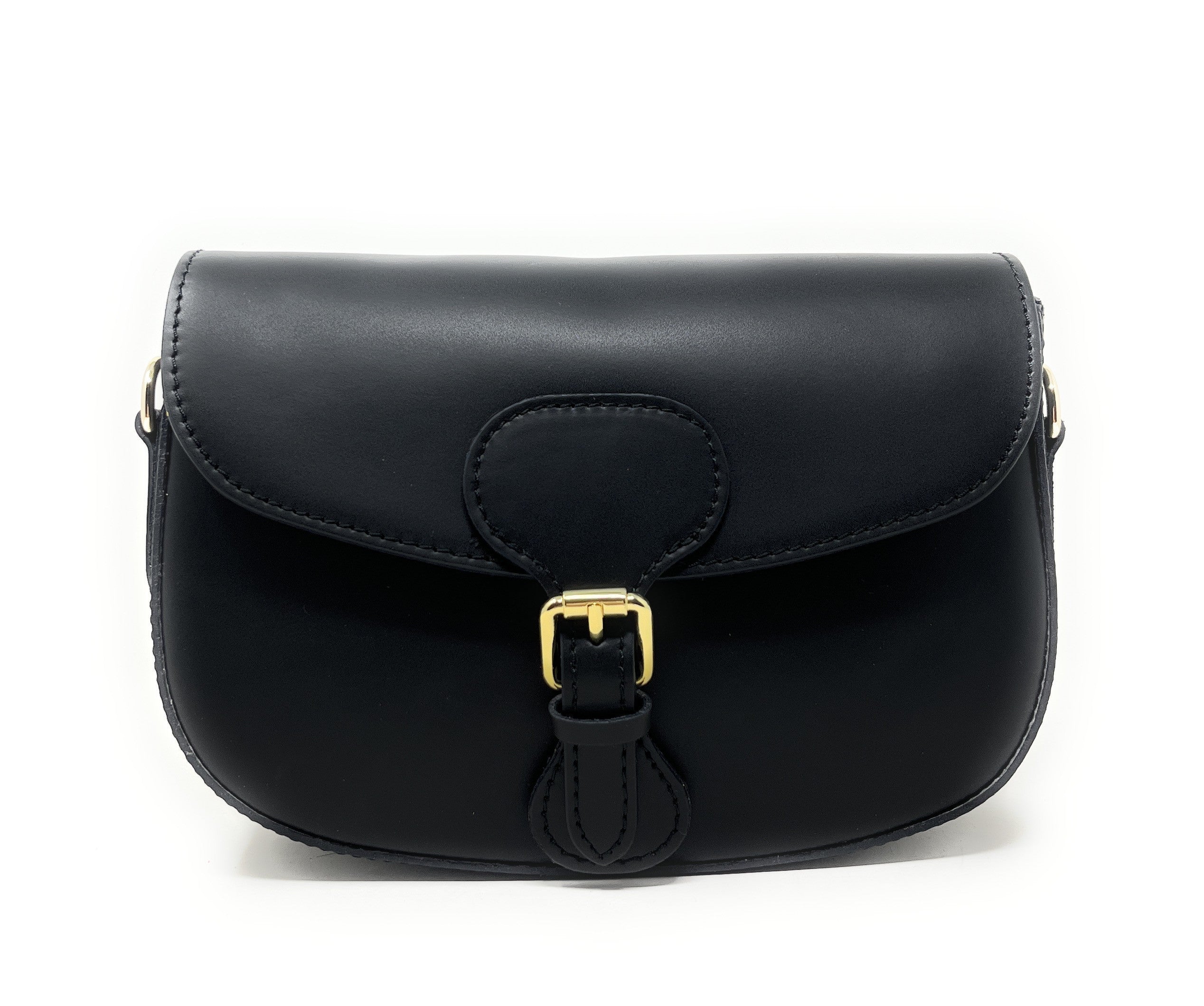Sac trotteur à bandoulière en cuir lisse MADDY Noir