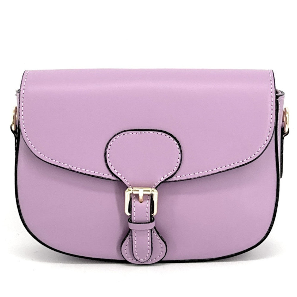 Sac trotteur à bandoulière en cuir lisse MADDY Mauve