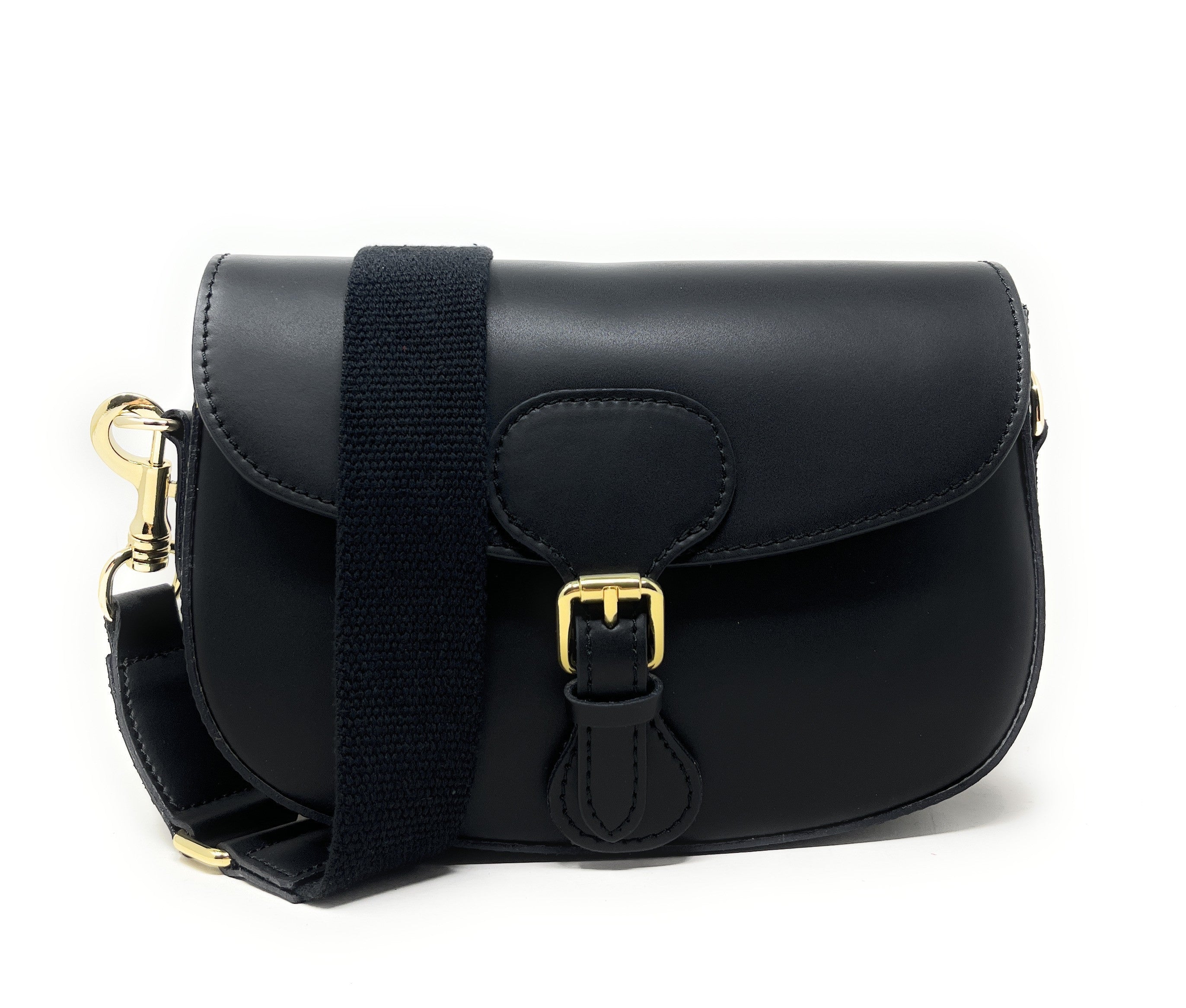 Sac trotteur à bandoulière en cuir lisse MADDY Noir