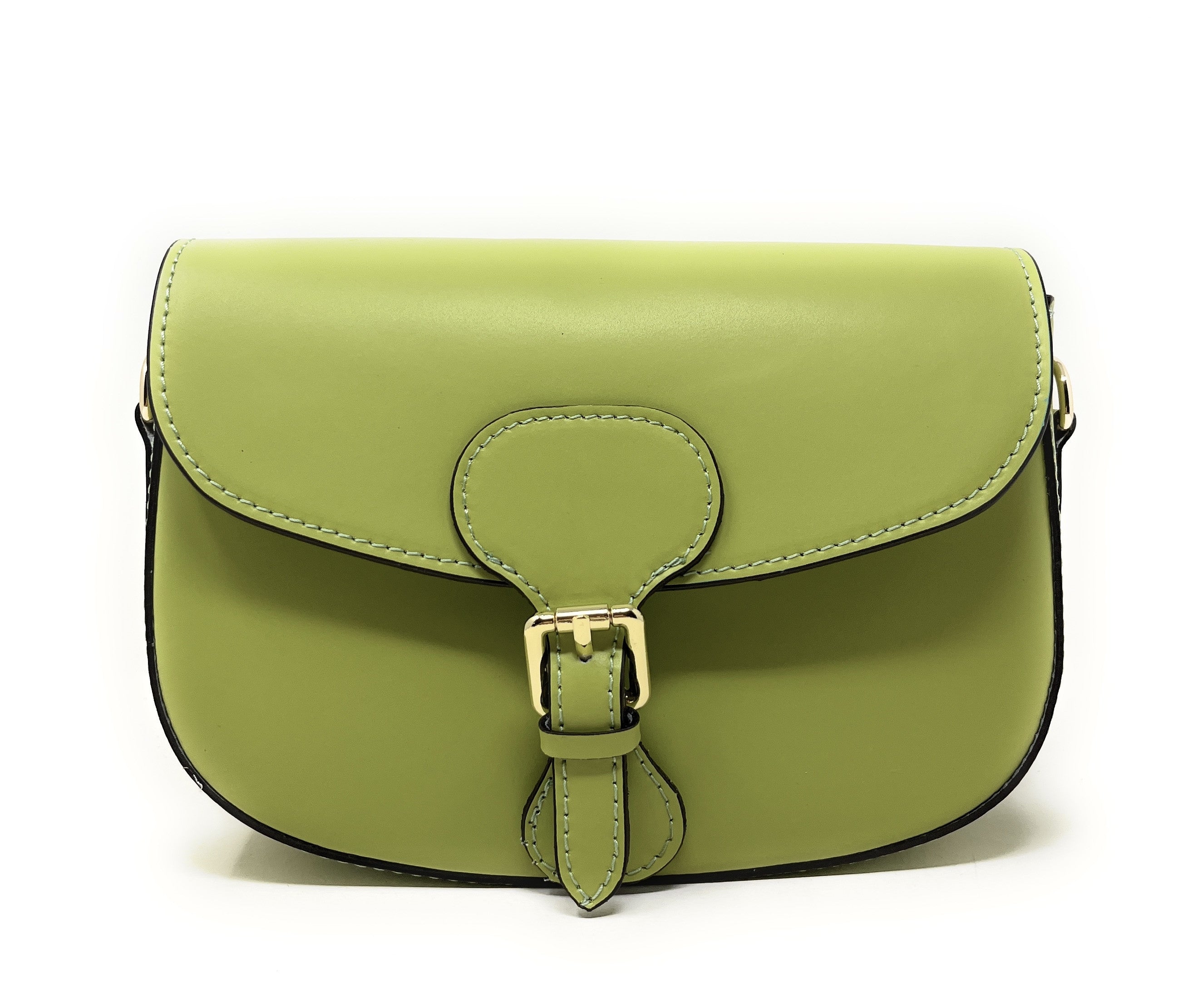 Sac trotteur à bandoulière en cuir lisse MADDY Vert anis