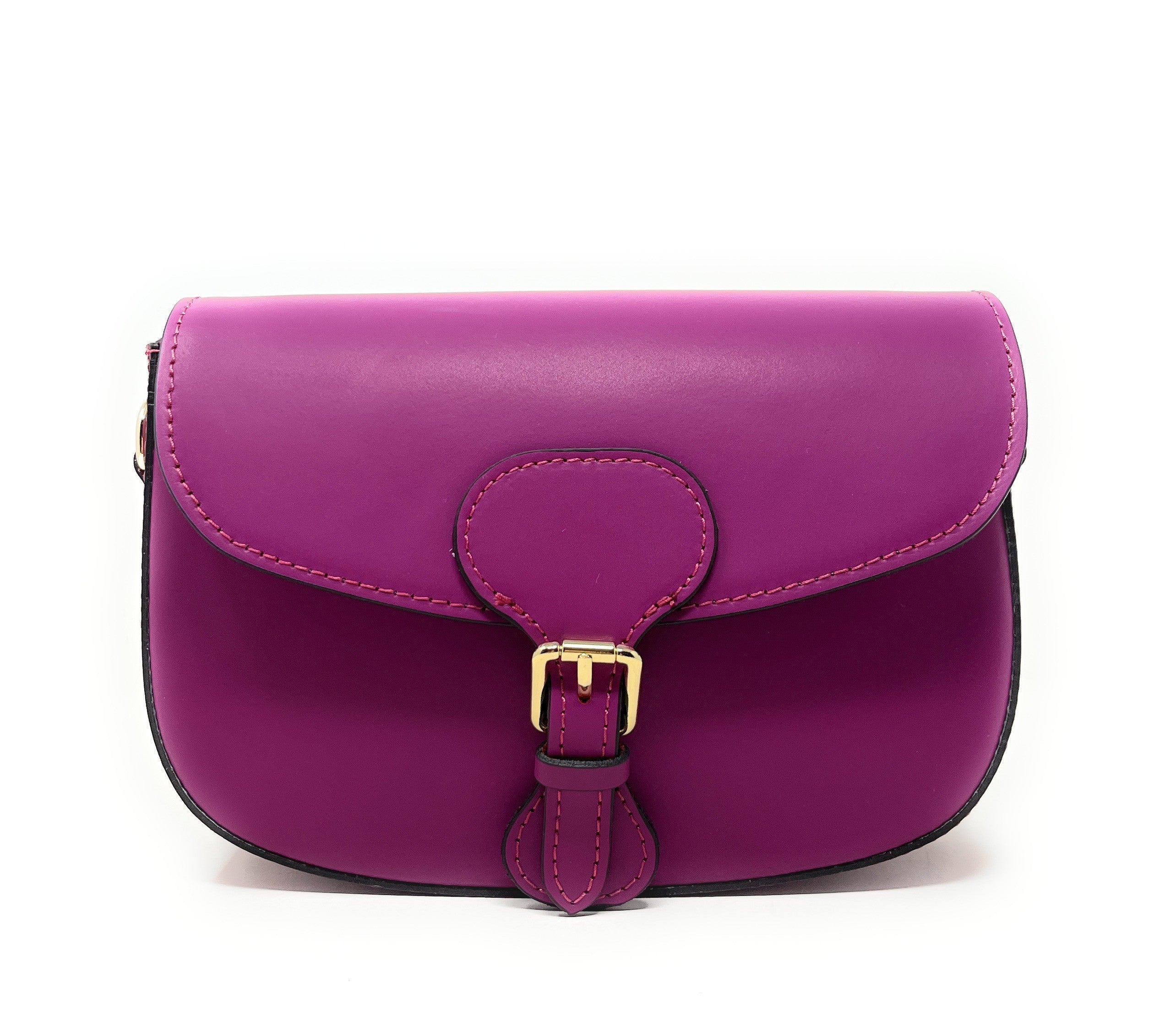 Sac trotteur à bandoulière en cuir lisse MADDY Prune