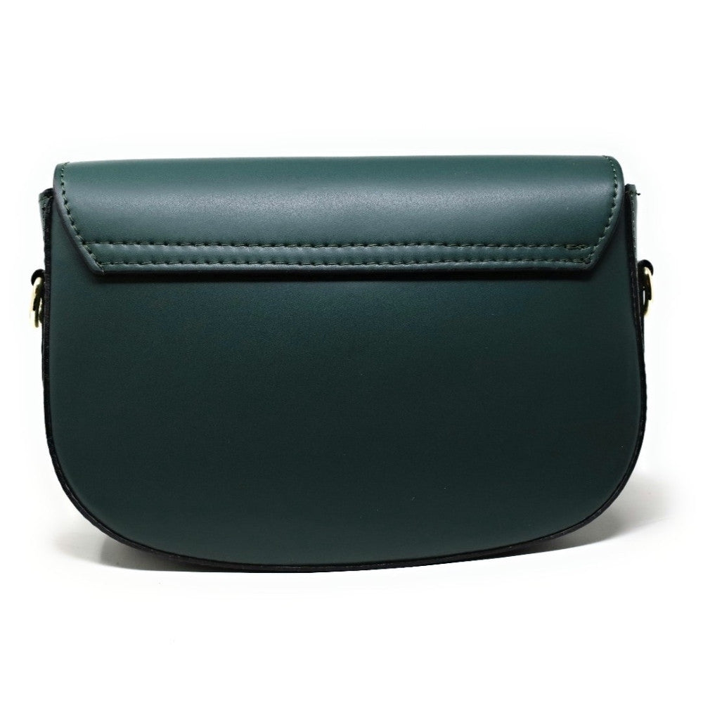 Sac trotteur à bandoulière en cuir lisse MADDY Vert forêt