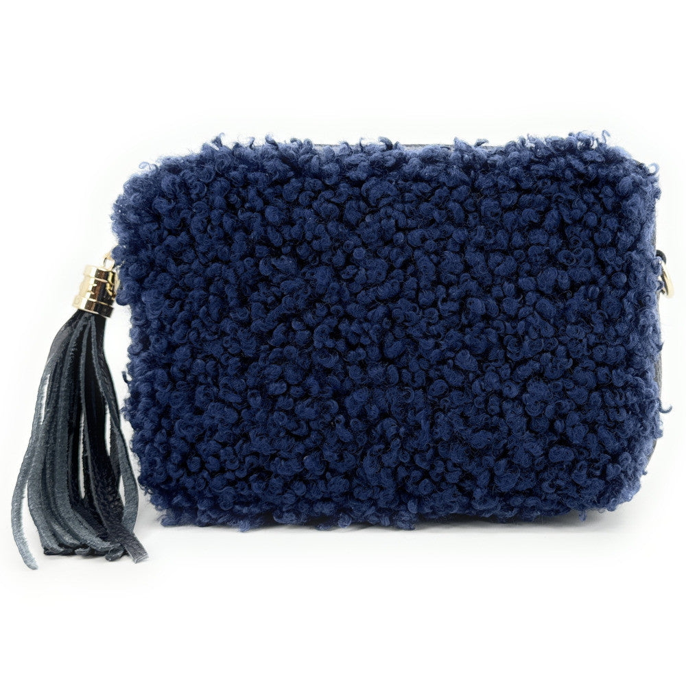 Sac trotteur en cuir et peluche SEVILLE PILOU Bleu profond