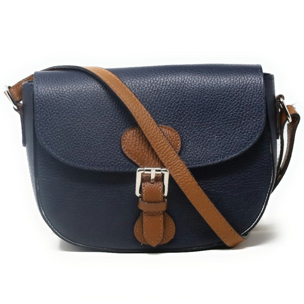 Sac trotteur en cuir grainé INA SCOT Bleu marine