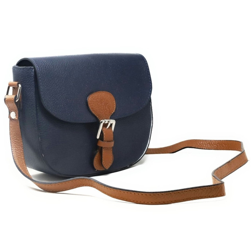Sac trotteur en cuir grainé INA SCOT Bleu marine