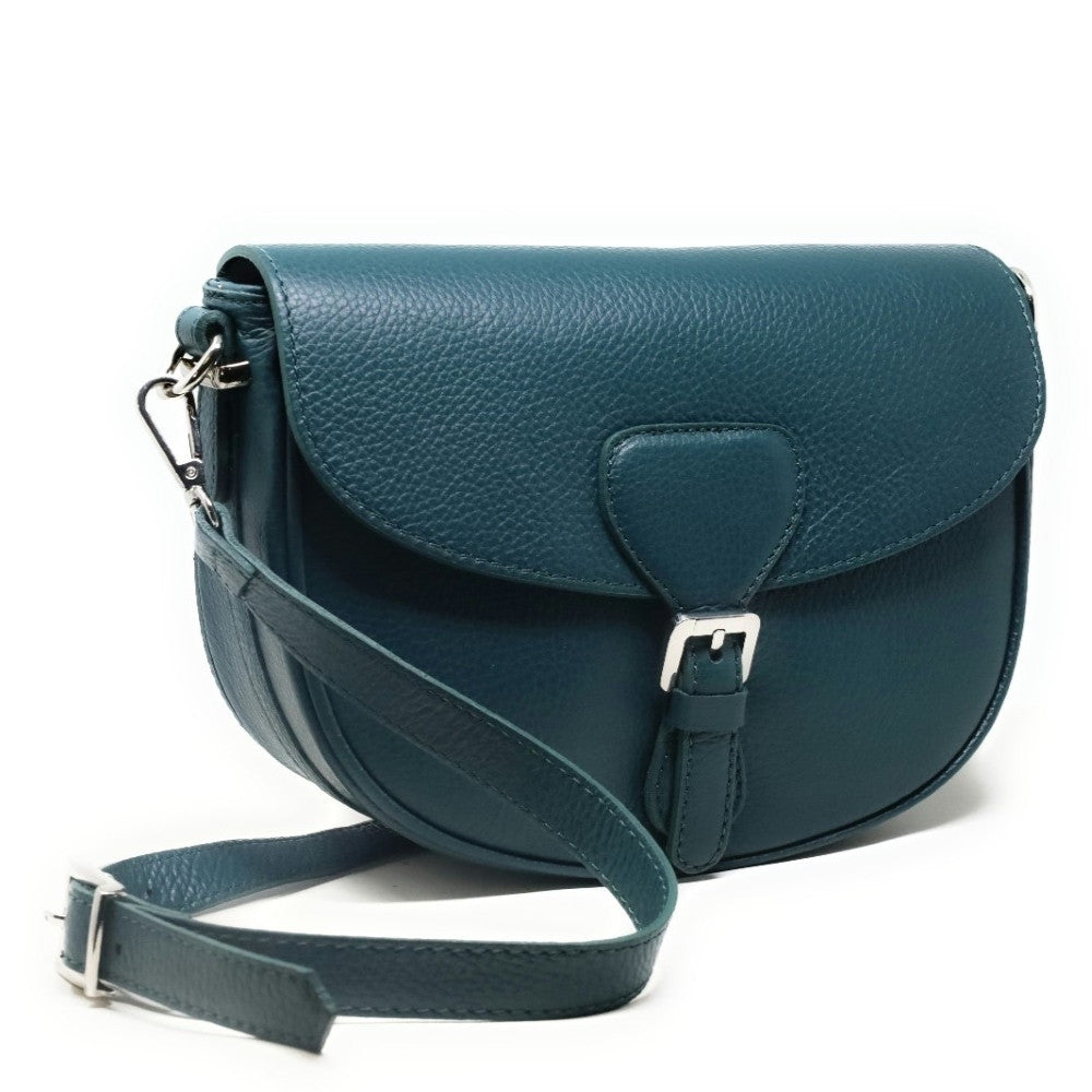 Sac trotteur en cuir grainé MASINA Bleu vert canard