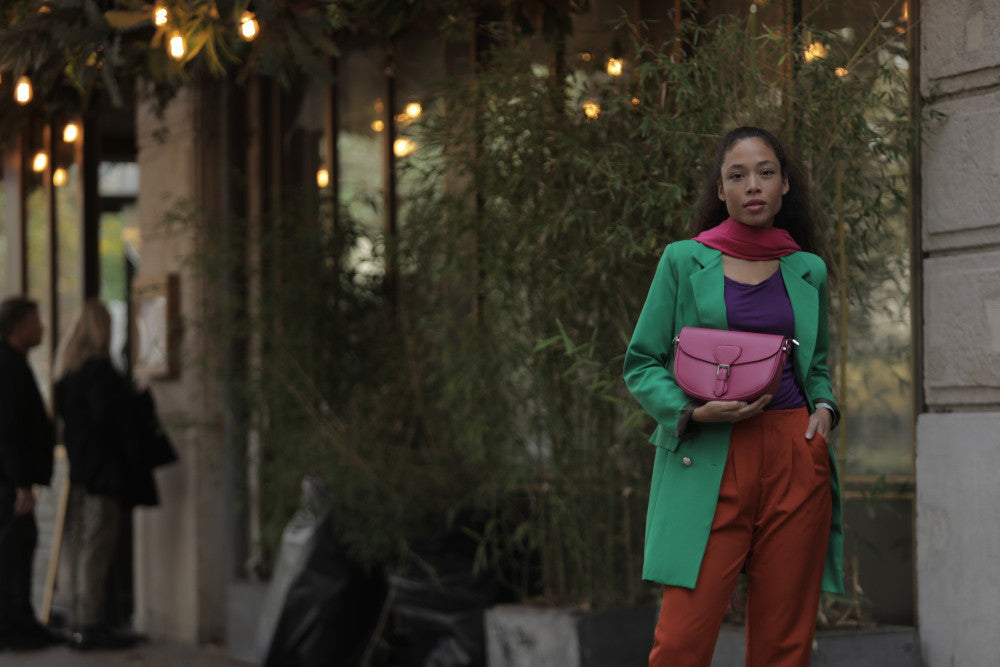 Sac trotteur en cuir grainé MASINA Rose fuchsia