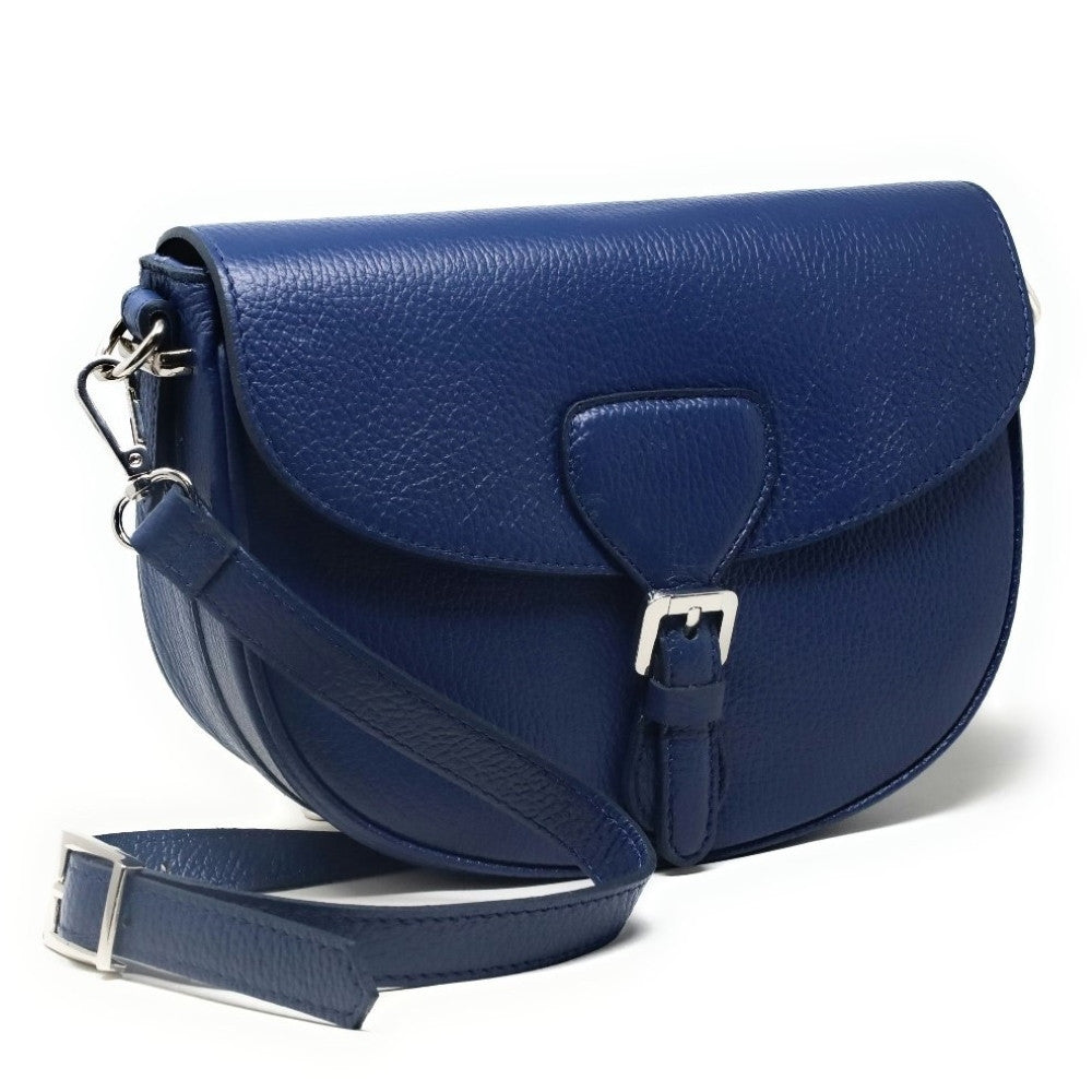 Sac trotteur en cuir grainé MASINA Bleu denim