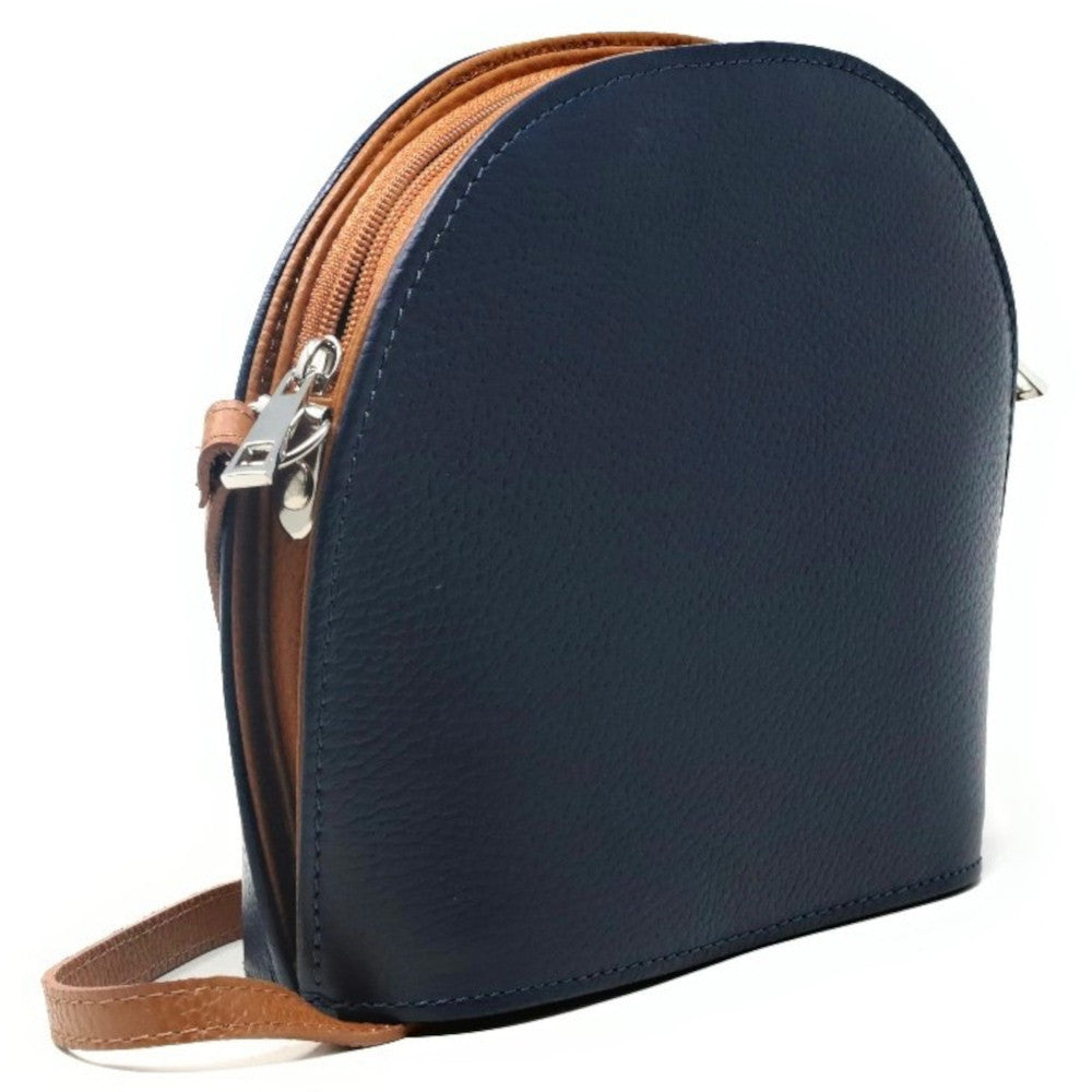 Sac trotteur en cuir grainé NAAN Bleu marine