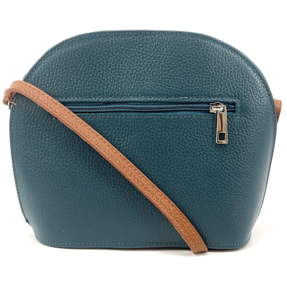 Sac trotteur en cuir grainé NAAN Bleu vert canard