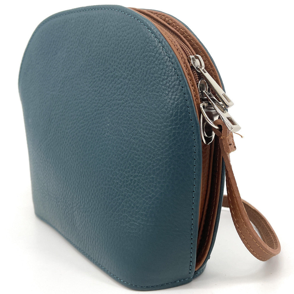 Sac trotteur en cuir grainé NAAN Bleu vert canard
