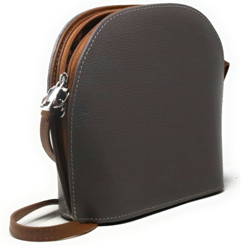 Sac trotteur en cuir grainé NAAN Gris taupe foncé