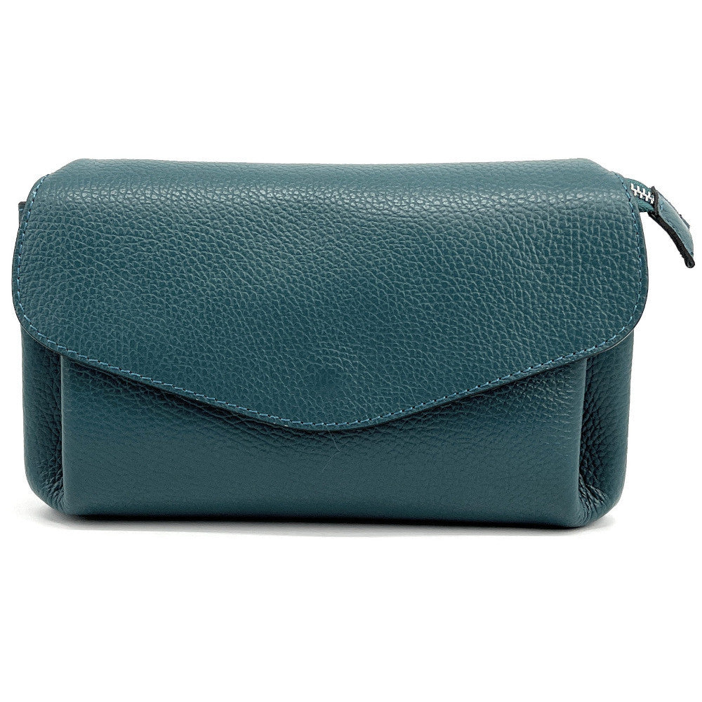 Sac trotteur en cuir grainé ORIGAMI Bleu vert canard