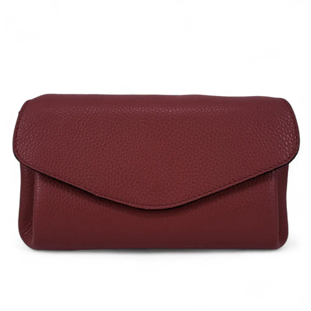 Sac trotteur en cuir grainé ORIGAMI Rouge bordeaux