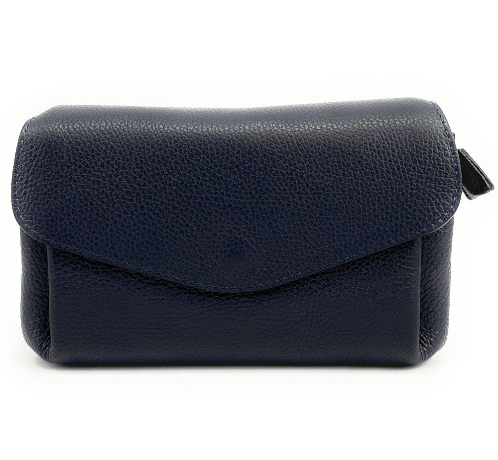 Sac trotteur en cuir grainé ORIGAMI Bleu marine