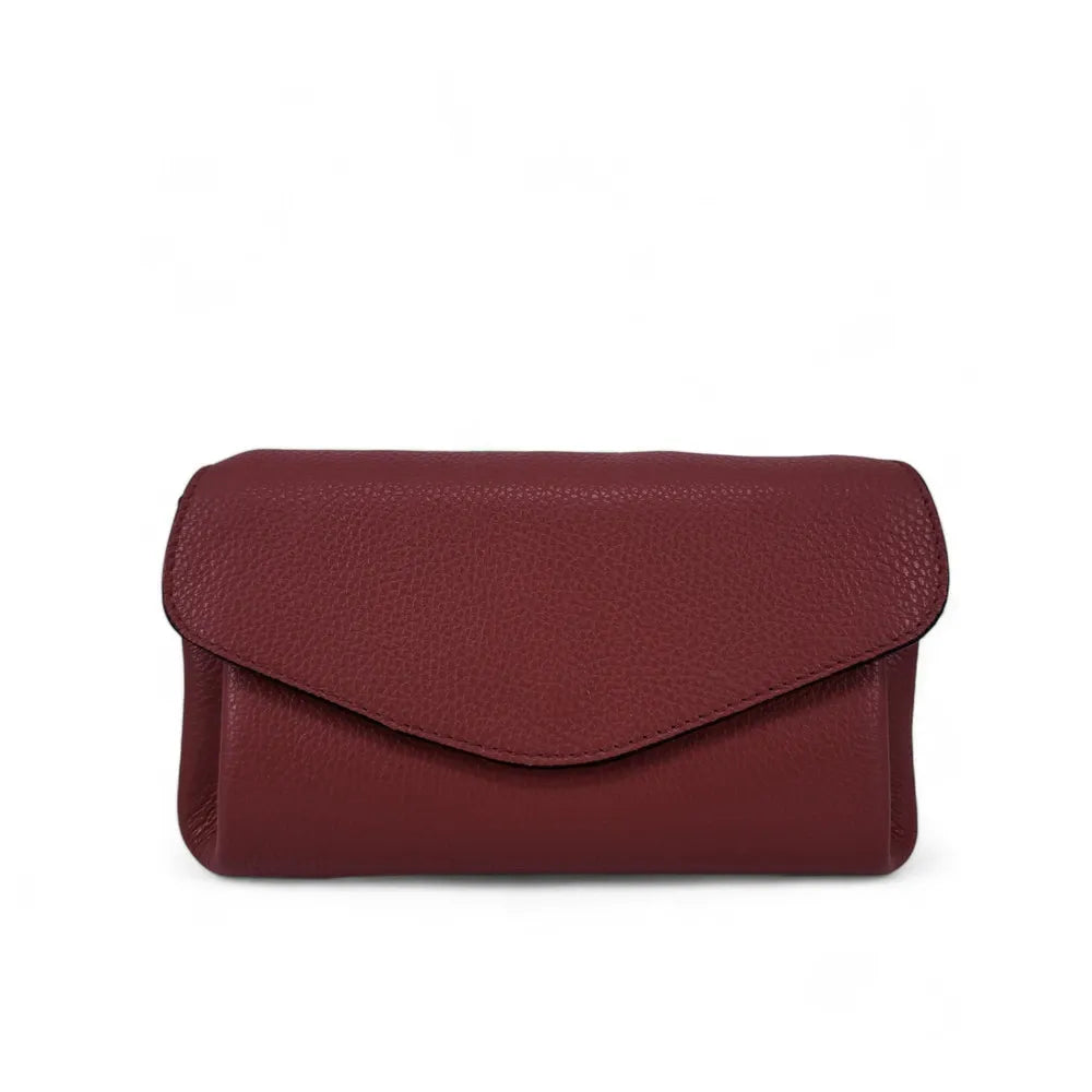 Sac trotteur en cuir grainé ORIGAMI Rouge bordeaux