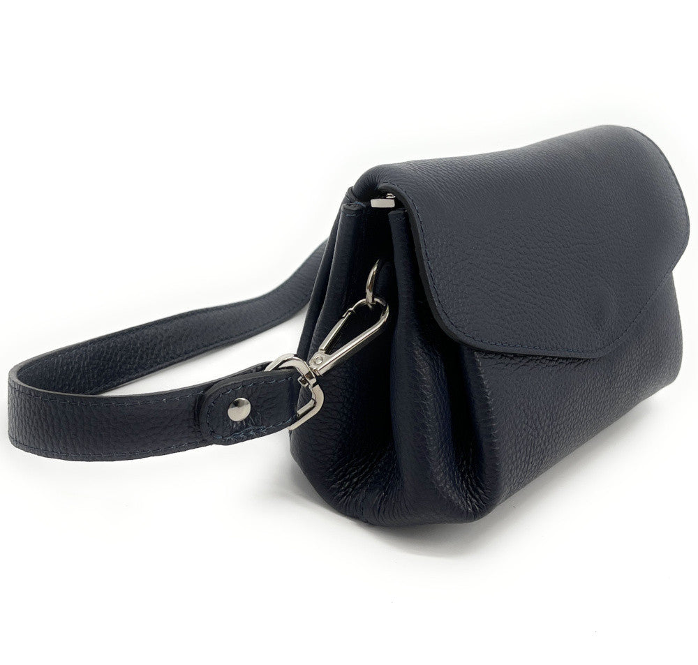 Sac trotteur en cuir grainé ORIGAMI Bleu marine