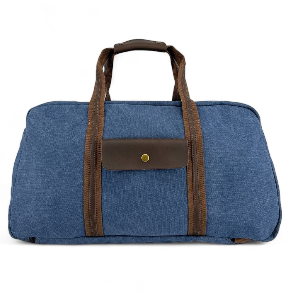 Sac week-end en toile et cuir PALAWAN Bleu denim