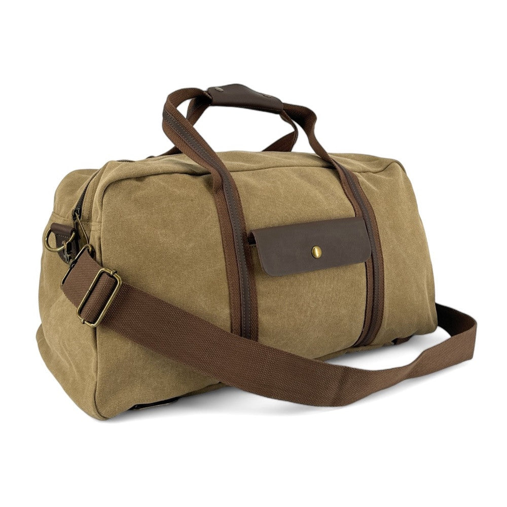 Sac week-end en toile et cuir PALAWAN Kaki clair