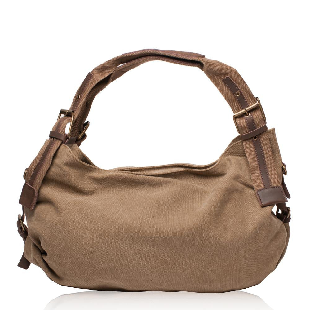 Sac week-end en toile et cuir PUKA PUKA Camel foncé