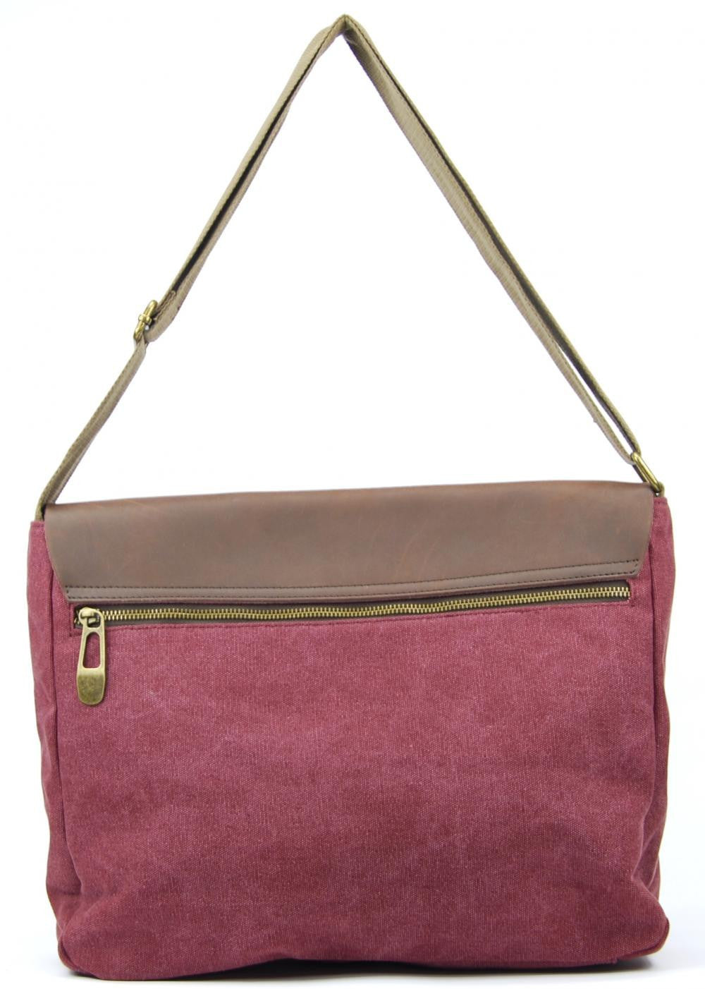 Sacoche cuir et toile CANCUN Rouge bordeaux