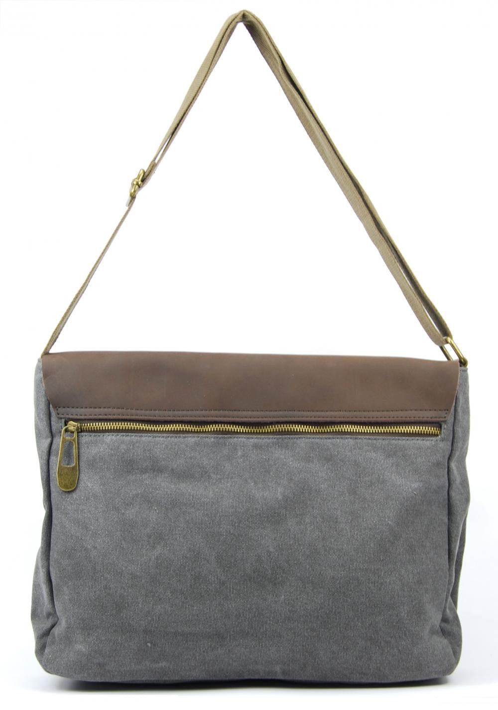 Sacoche cuir et toile CANCUN Gris clair