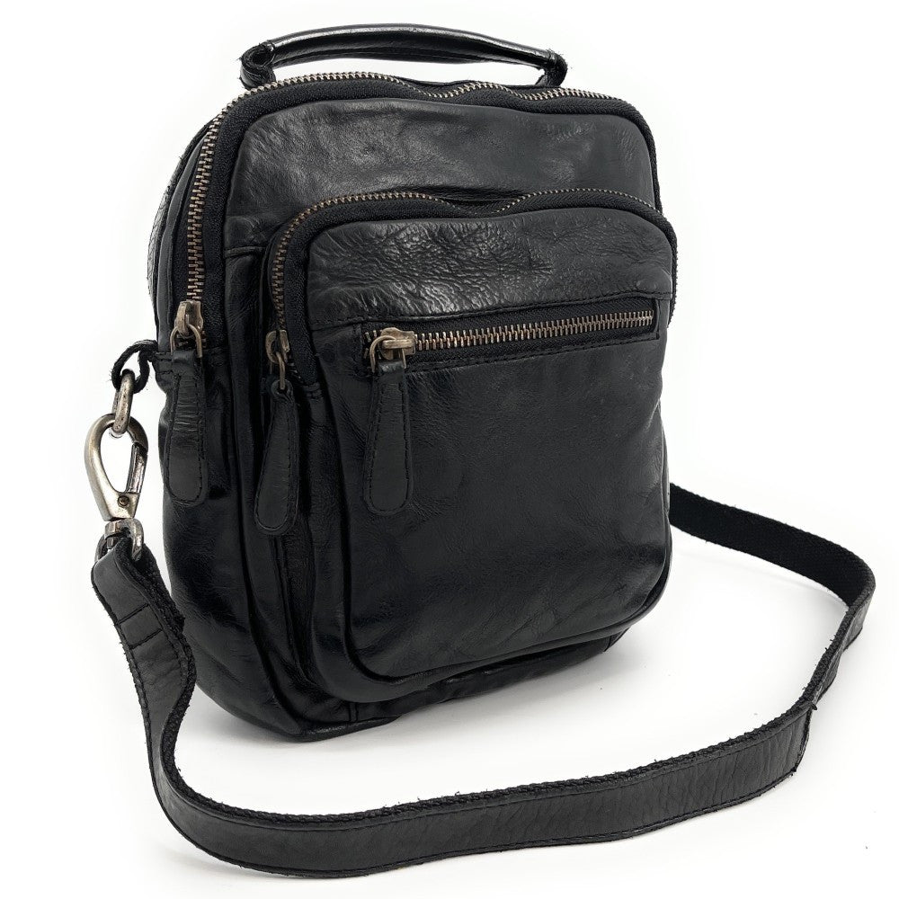Sacoche en cuir vintage MISTER FRED Noir