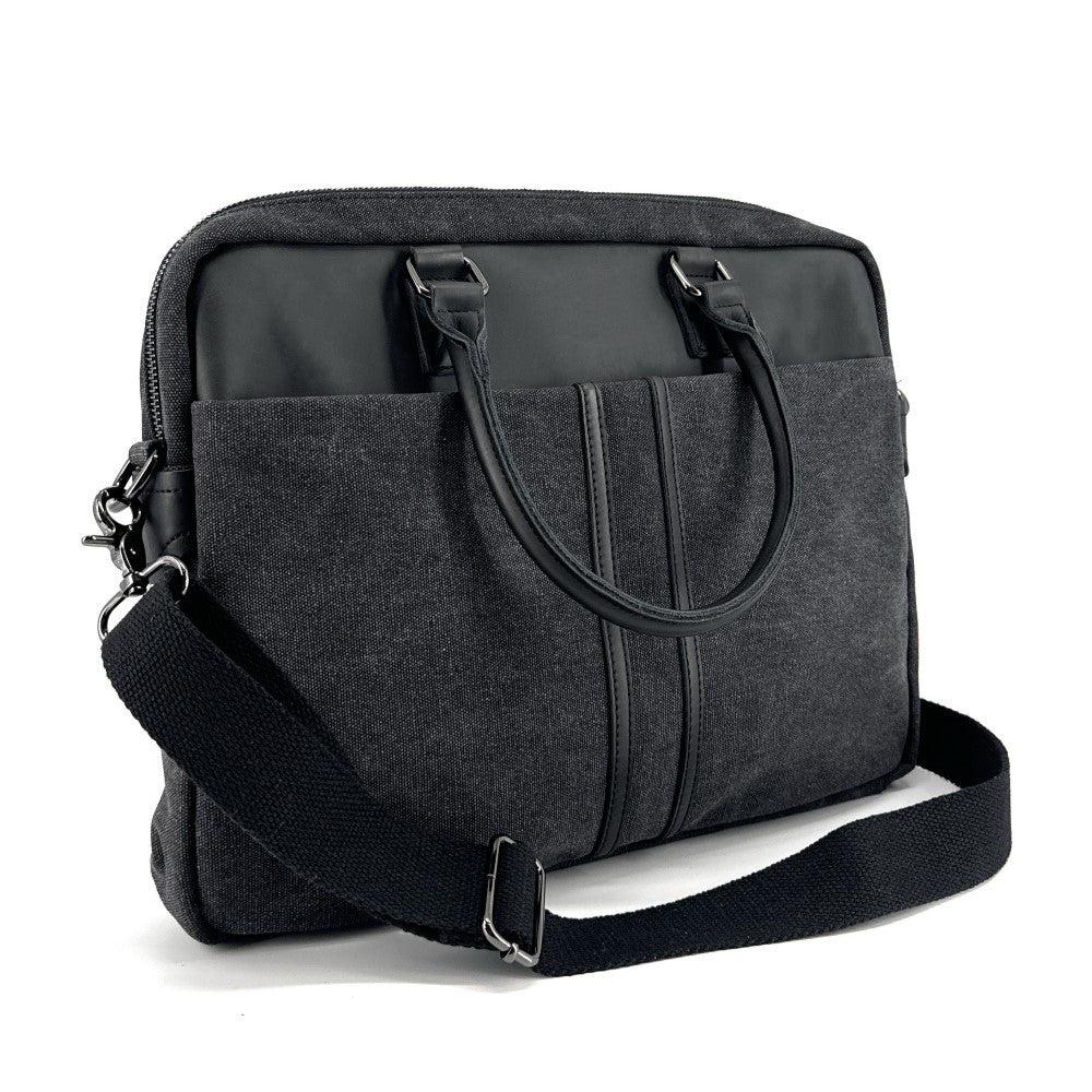 Sacoche ordinateur en toile et cuir TAIPEI Noir