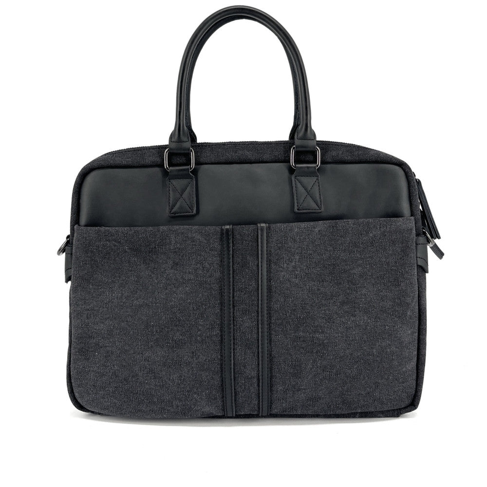 Sacoche ordinateur en toile et cuir TAIPEI Noir