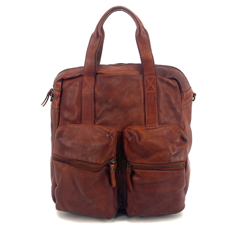 Sacoche en cuir vintage SKYWALKER Camel foncé