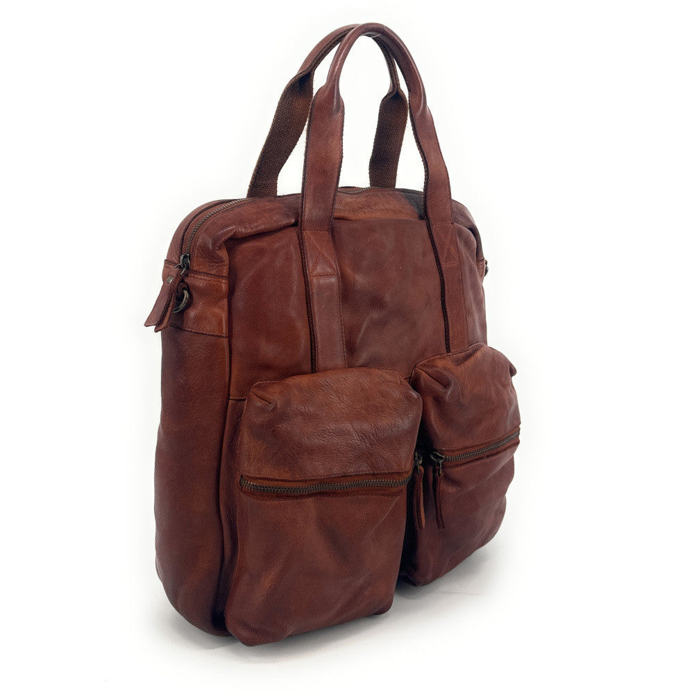 Sacoche en cuir vintage SKYWALKER Camel foncé