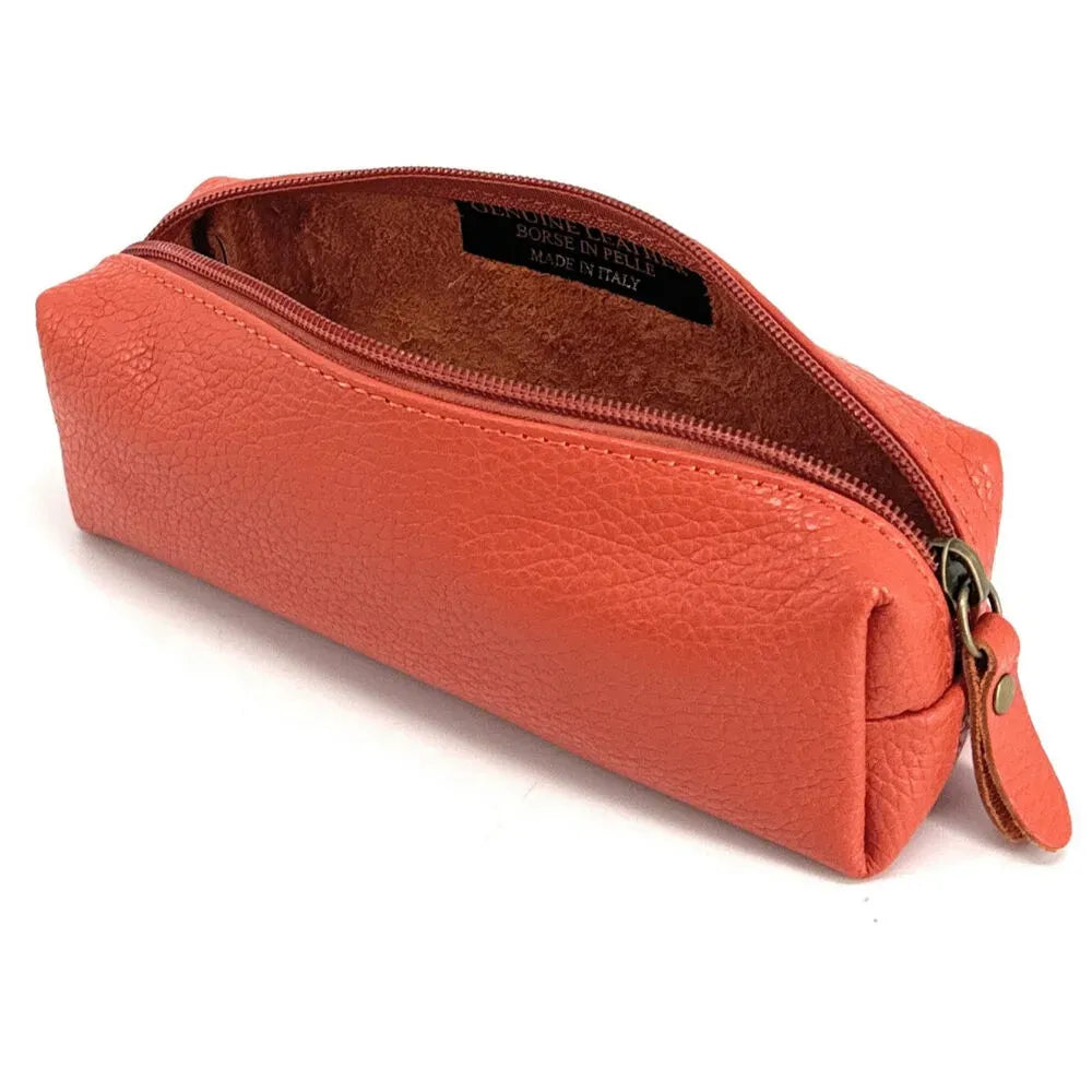 Trousse en cuir grainé TICTOC Mandarine