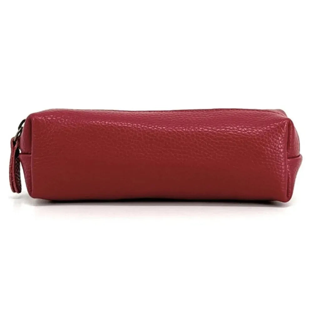Trousse en cuir grainé TICTOC Rouge cerise