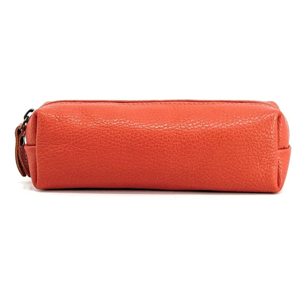 Trousse en cuir grainé TICTOC Mandarine