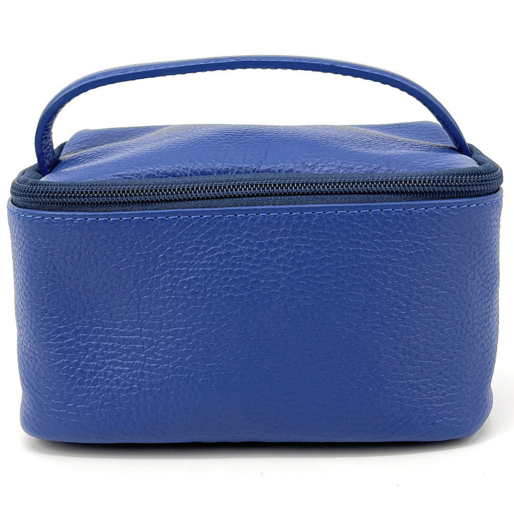 Trousse en cuir grainé VANITY Bleu roi