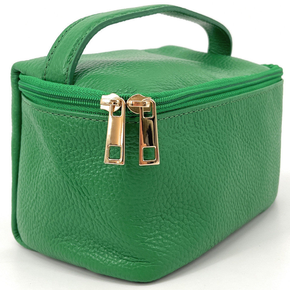 Trousse en cuir grainé VANITY Vert anglais