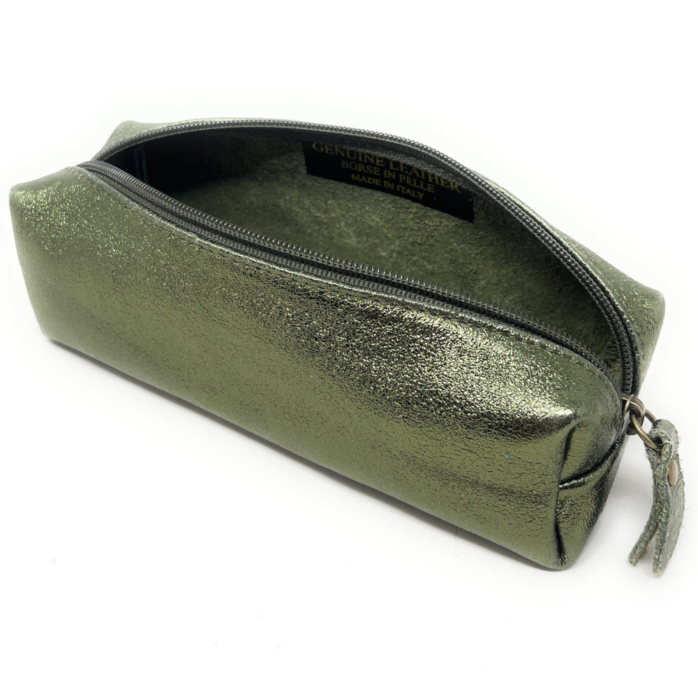 Trousse en cuir irisé TICTOC GLOW Kaki irisé