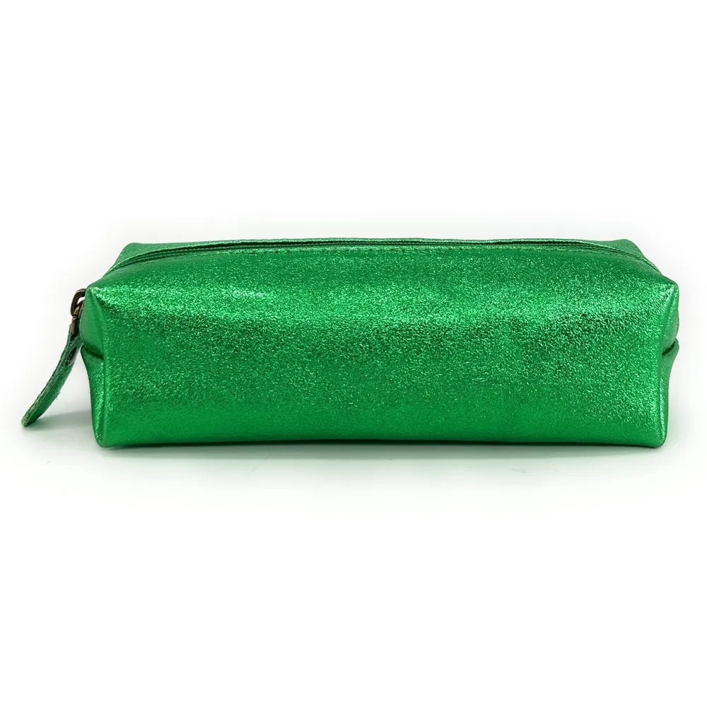 Trousse en cuir irisé TICTOC GLOW Vert anglais irisé