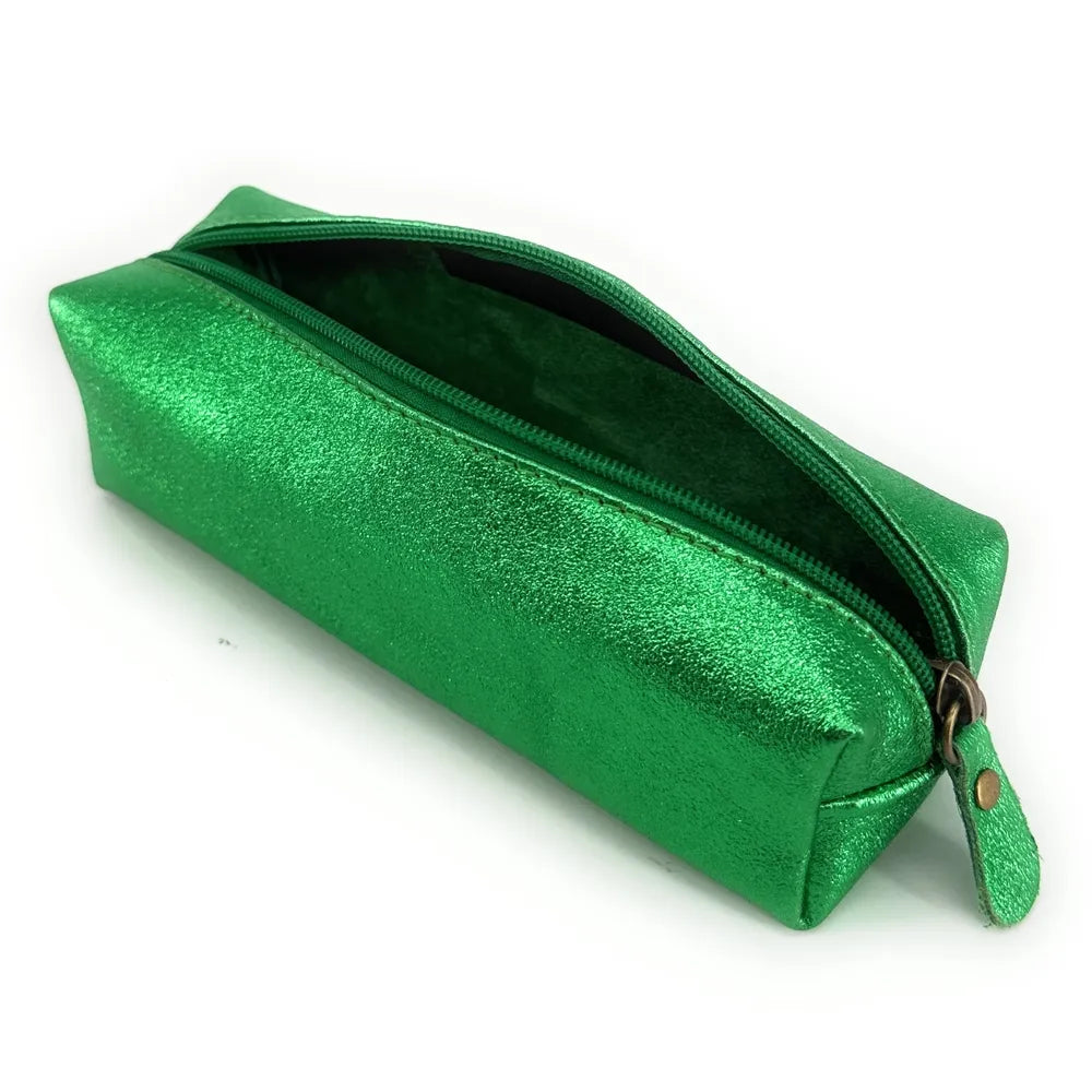 Trousse en cuir irisé TICTOC GLOW Vert anglais irisé
