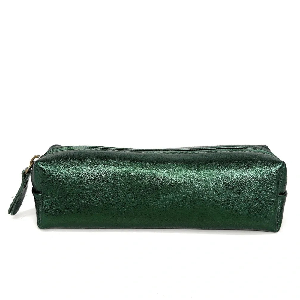 Trousse en cuir irisé TICTOC GLOW Vert forêt irisé