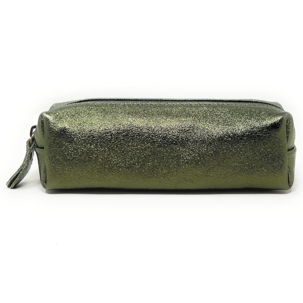 Trousse en cuir irisé TICTOC GLOW Kaki irisé