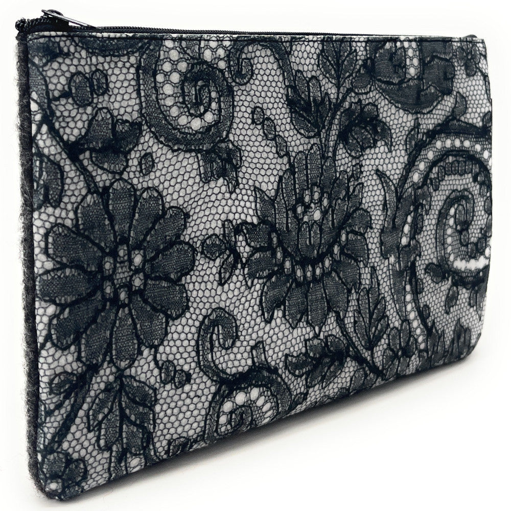 Trousse en feutrine écologique imprimée VICTORIA Gris foncé