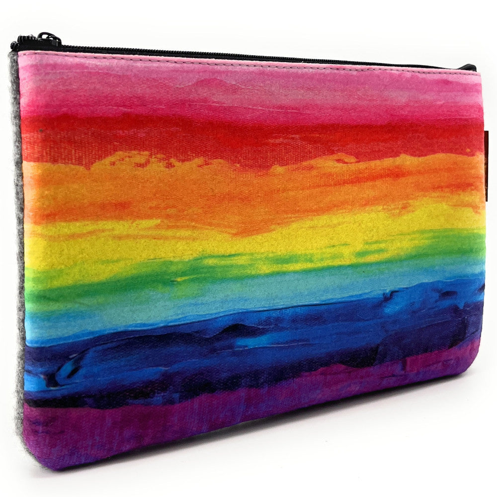 Trousse en feutrine écologique imprimée COLORFULL Gris clair