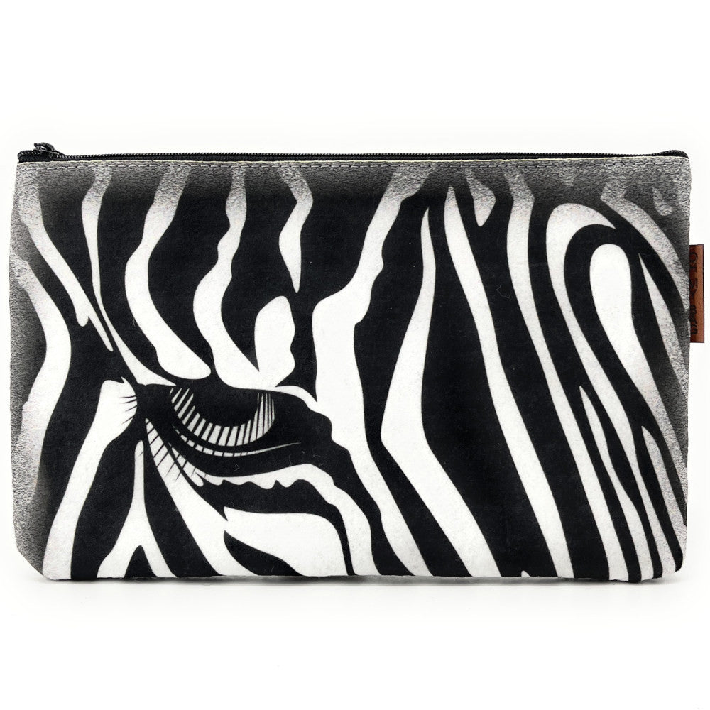 Trousse en feutrine écologique imprimée ZEBRA Gris clair