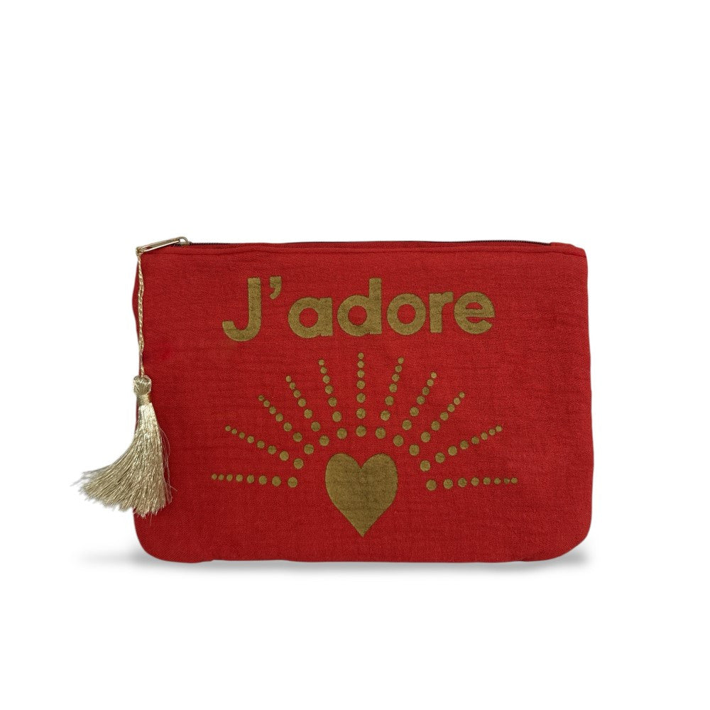 Trousse pochette en gaze de coton COCOON KDO Rouge intense